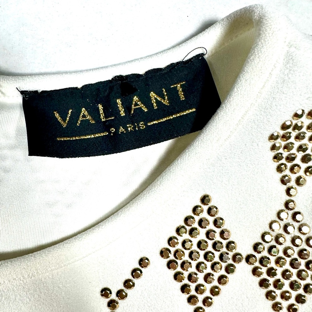 Valiant Paris White Gold Studded Bodycon Dress Long Sleeve Embellished – Size L - Picture 16 of 16
